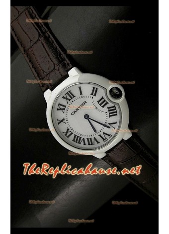 Ladies Ballon De Cartier Replica Watch in White Casing - 28MM