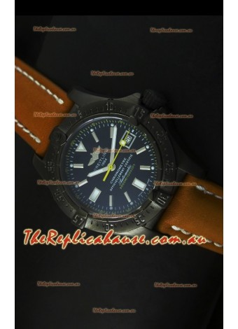 Breitling Seawolf PVD Coated Swiss Timepiece in Brown Strap