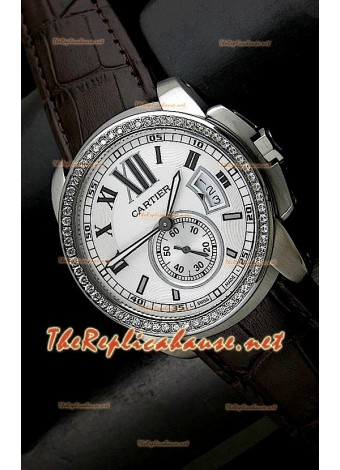 Calibre De Cartier Japanese Replica Watch in White Dial