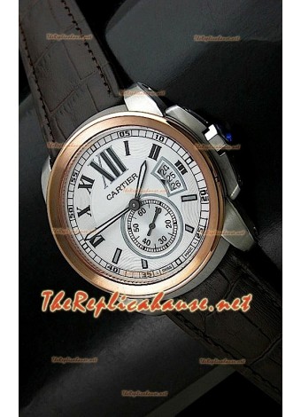 Calibre De Cartier Japanese Replica Watch in Two Tone Casing