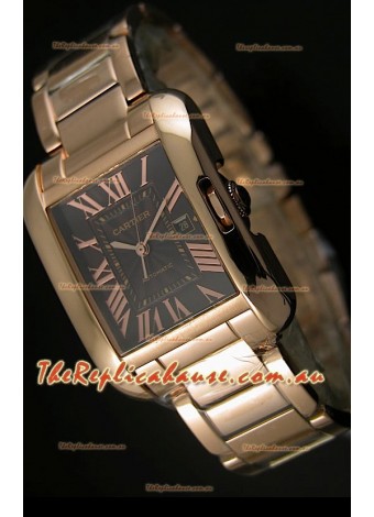 Cartier Tank Anglaise Mid Sized Swiss Watch Pink Gold - 1:1 Mirror Replica Watch