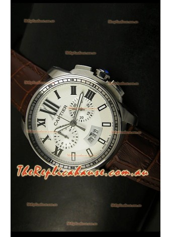 Calibre De Cartier Chronograph Japanese Replica Watch in Steel