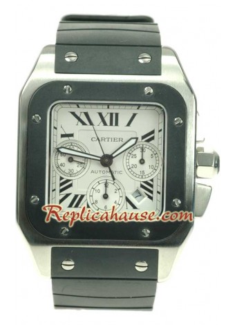 Cartier Santos 100 Swiss Chronograph Wristwatch - Rubber Strap CTR187
