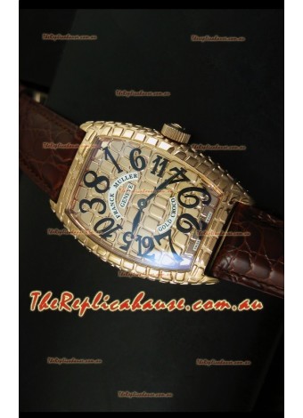 Franck Muller Casablanca Gold Croco Timepiece in Gold Case