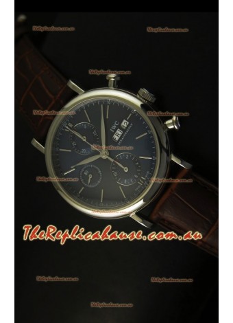 IWC Portofino Chronograph Swiss Timepiece in Steel Case Grey Dial