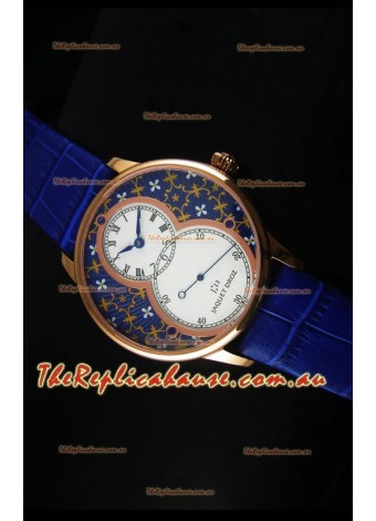 Jaquet Droz Grande Seconde Watch Rose Gold Blue Grand Feu paillonné-enameled Dial