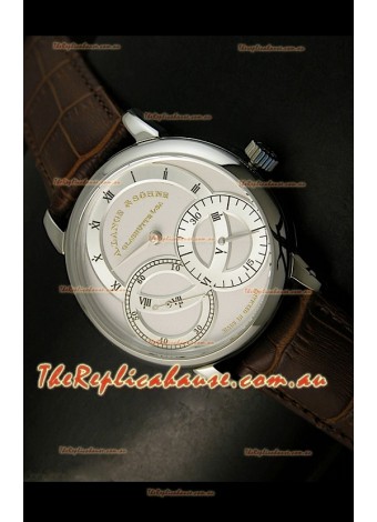 Alange Sohne Dual Sub Dials Japanese Watch Brown Strap