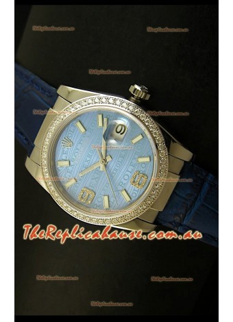 Rolex Replica Datejust Swiss Replica Watch - 37MM - Blue Dial/Strap