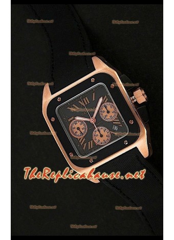 Cartier Santos 100 XL Chronograph Rose Gold Swiss Watch
