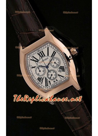 Cartier Tortue Chronograph Japanese Quartz Rose Gold Watch