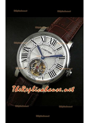 Cartier Calibre Japanese Tourbillon Brown Strap Watch