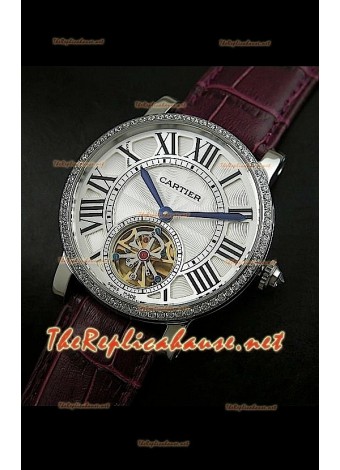 Cartier Calibre Japanese Tourbillon Purple Strap Watch