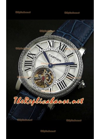 Cartier Calibre Japanese Tourbillon Blue Strap Watch