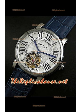 Cartier Calibre Japanese Tourbillon Blue Strap Watch