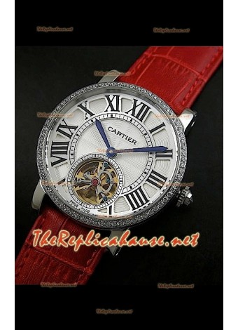 Cartier Calibre Japanese Tourbillon Red Strap Watch