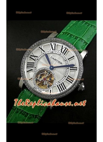 Cartier Calibre Japanese Tourbillon Green Strap Watch