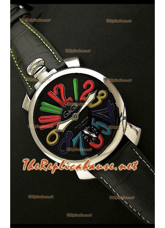 GaGa Milano Manuale Watch in Steel - 48MM - Black Dial
