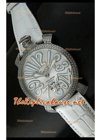 GaGa Milano Manuale Japanese Watch Metallic Dial Diamonds Bezel