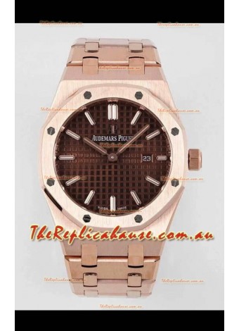 Audemars Piguet Royal Oak 33MM Rose Gold Brown Dial 1:1 Mirror Replica Watch