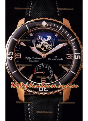 Blancpain Fifty Fathoms Tourbillon 8 Jours 1:1 Mirror Swiss Replica Watch in Rose Gold Casing