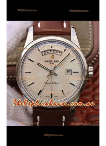 Breitling Transocean Day & Date Swiss Replica Watch in White Dial 1:1 Mirror Edition