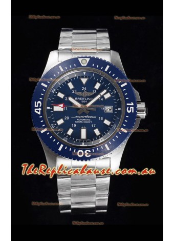 Breitling SuperOcean II 44mm 904L Steel Case 1:1 Mirror Replica Watch in Blue Dial 