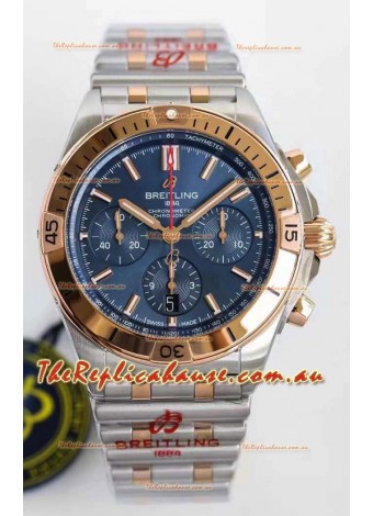 Breitling Chronomat B01 42 Edition Swiss 904L Steel 2 Tone Rose Gold with Blue Dial 1:1 Mirror Replica Watch