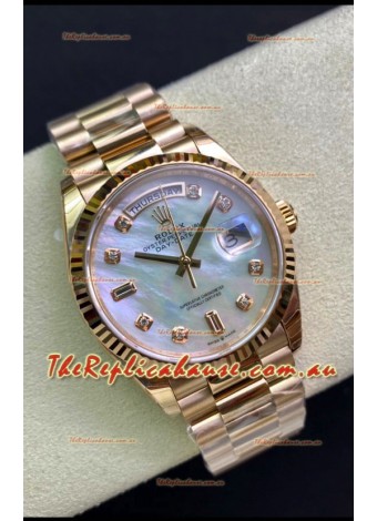 Rolex Day Date 36MM Rose Gold in White Mother of Pearl Dial 1:1 Mirror Replica Watch