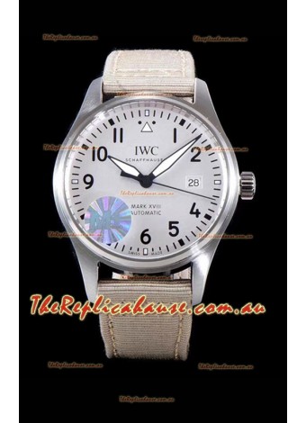 IWC Pilot's MARK XVIII Aviator 1:1 Swiss Timepiece in 904L Steel Case - Beige Nylon Strap 