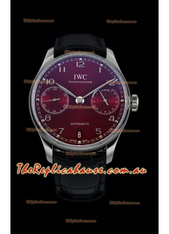 IWC Portugieser Swiss IW500714 1:1 Mirror 904L Steel Timepiece Burgundy Dial Timepiece 