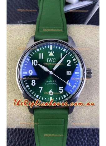 IWC Pilot MARK Series IW328205 1:1 Mirror Swiss Replica Watch in Green Dial Rubber Strap