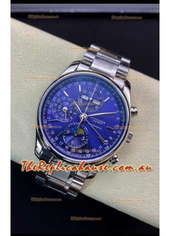 Longines Master Collection REF L2.673.4.92.6 Swiss Replica Watch in Blue Dial Steel Strap