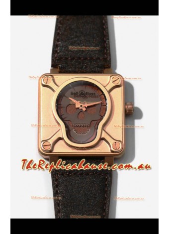 Bell & Ross BR0192 Skull Edition Bronze Casing GREY Skull on Brown Layer Swiss Replica Watch 