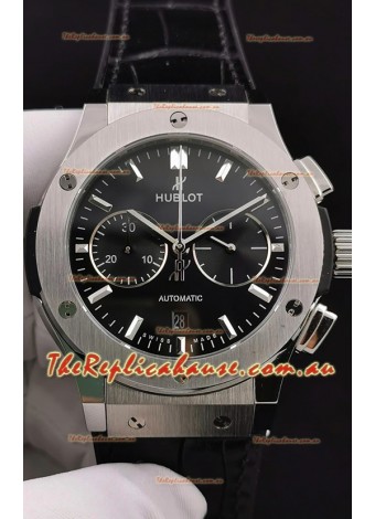 Hublot Classic Fusion Chronograph Stainless Steel Casing Black Dial 1:1 Mirror Replica Watch 