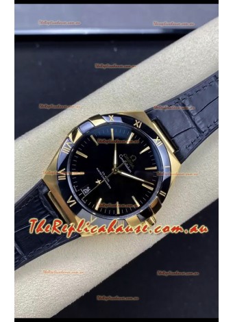 Omega Co-Axial Constellation 41MM 904L Rose Gold Steel Black Dial 1:1 Mirror Replica Watch