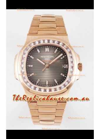 Patek Philippe Nautilus 5711/R Grey Dial 1:1 Mirror Swiss Replica Watch in Rose Gold 904L Steel 