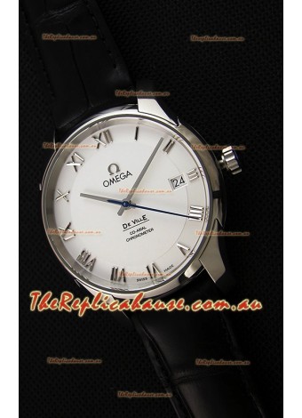 Omega De-Ville Annual Calendar Co-Axial Swiss Replica Watch 1:1 Mirror Edition in White Dial