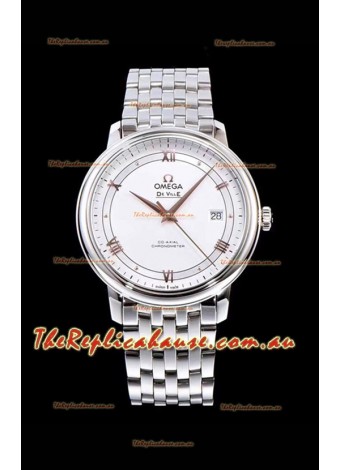 Omega De Ville Prestige Co-Axial 36.8MM White Dial 1:1 Swiss Mirror Replica Timepiece 