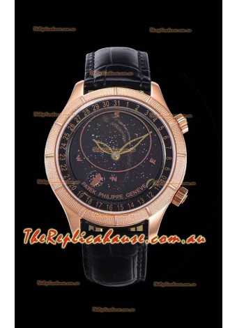 Patek Philippe 6102R Grand Compilations Handwind Swiss Replica Watch - Rugged Bezel Black Dial
