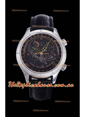 Patek Philippe 6102R Grand Compilations Handwind Swiss Replica Watch - Rugged Bezel Black Dial