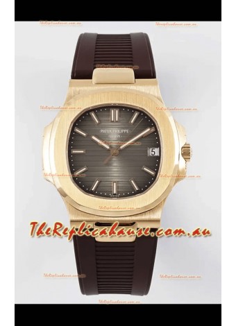 Patek Philippe Nautilus 5711/1R-001 1:1 Mirror Replica in 904L Steel Rose Gold Brown Dial