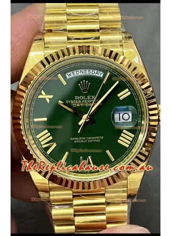 Rolex Day Date Presidential 18K Yellow Gold Watch 40MM - Green Dial 1:1 Mirror Quality