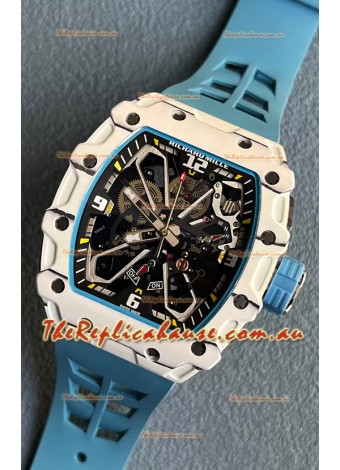 Richard Mille RM35-03 Rafael Nadal Edition White Carbon Fiber Casing 1:1 Mirror Replica Watch in Blue Strap