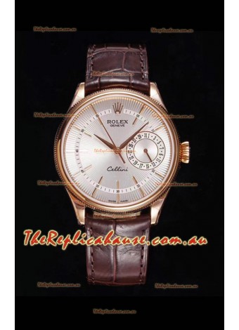 Rolex Cellini Date Ref#50515 Replica 1:1 Mirror Rose Gold 904L Steel Timepiece White Dial