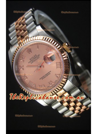 Rolex Datejust Replica Japanese Watch -  Two Tone Rose Gold Plating with Champange Dial in 36MM Casing