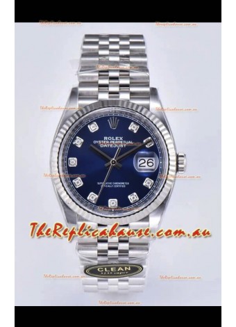Rolex Datejust 126234 36MM Swiss Replica in 904L Steel in Blue Dial 1:1 Mirror Replica