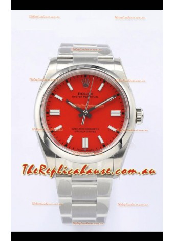 Rolex Oyster Perpetual REF#126000 36MM Swiss Movement Swiss Replica Red Dial 904L Steel 1:1 Mirror Replica Watch