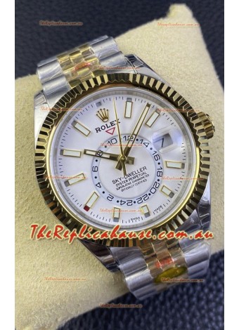 Rolex Sky-Dweller REF# M336933 White Dial Watch in Yellow Gold 904L Steel Case 1:1 Mirror Replica