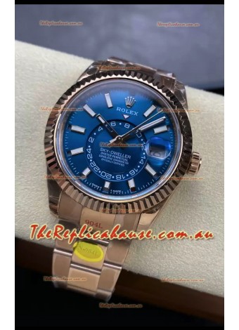 Rolex Sky-Dweller REF# 336935 Blue Dial Watch in Rose Gold 904L Steel Case 1:1 Mirror Replica