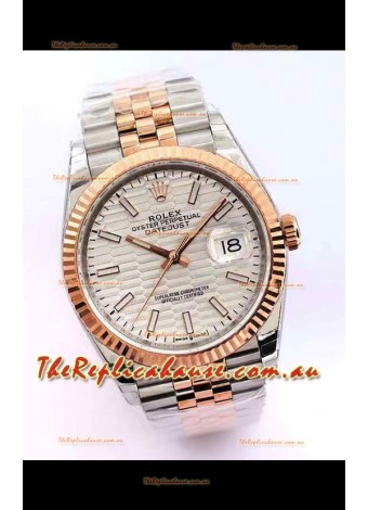 Rolex Datejust Fluted-Motif Dial 41MM Cal.3135 Movement Swiss Replica Watch in 904L Two Tone Casing